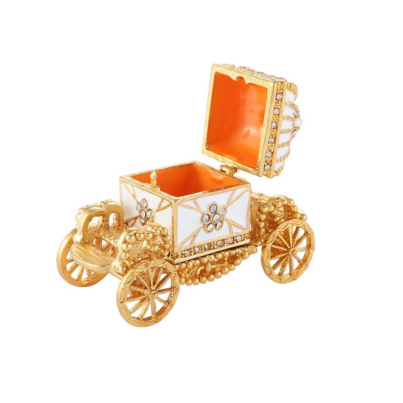 QIFU Enameled Royal Carriage Style Trinket Box Hinged, Unique Gift for Family - Image 2